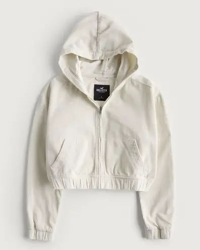 Hollister Hooded Crop Corduroy Zip Up Jacket