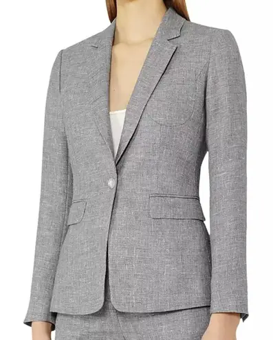 Reiss Turlington Linen Tailored Jacket Grey Size 4