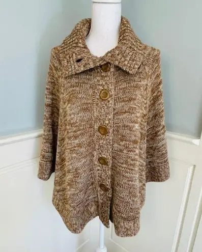 Caslon NWT Cape Poncho Sweater Knit Camel Heather S/M Petite