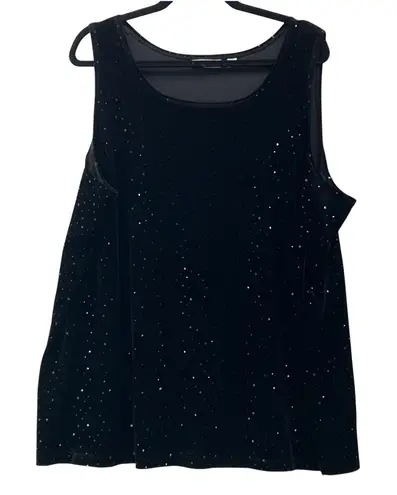 Susan Graver Womens Velvet Blouse Size 2X Sparkling Accent Evening Party Luxury Black