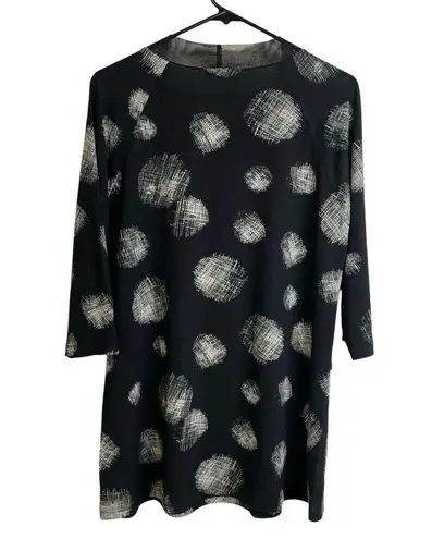 Terra by SJ Apparel Medium Top Womens Black Shirt Polka Dot Mesh Layer Hatch