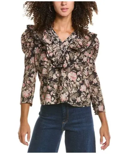 ST. ROCHE Hatfield Top in Floral Belladonna Print Organic Cotton Size 6 $285 Black