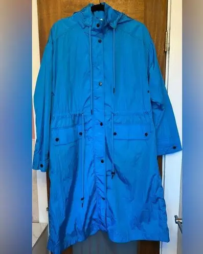 Avec Les Filles Aqua Oversized Nylon Rain Anorak Jacket Coat Large