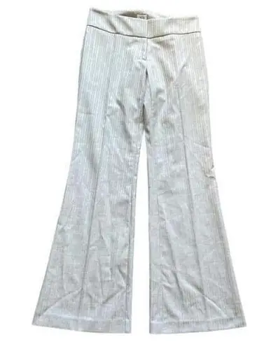 Cache  Gray Dress Pants - Striped Silver Ribbed Flare Vintage Y2K Size: 2