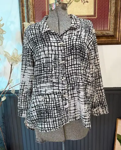 Habitat Art To Wear Lagenlook Bohemian Button Up Blouse ~ Size Small 💚🍄