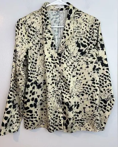Babaton Aritizia Animal Print Long Sleeve V-neck Blouse Size Small