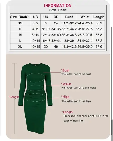 Missufe Long Sleeve Bodycon Green Dress