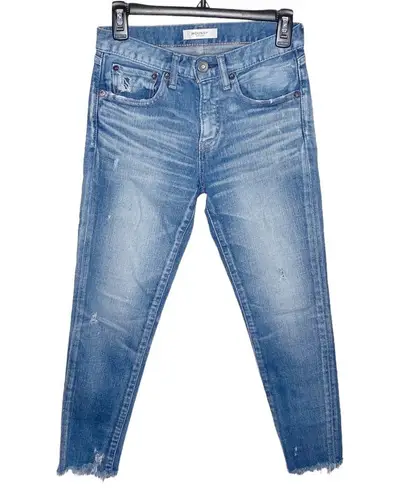 Moussy Vintage Diana Distressed Cropped Skinny Jeans with Fringed Hem size 25
