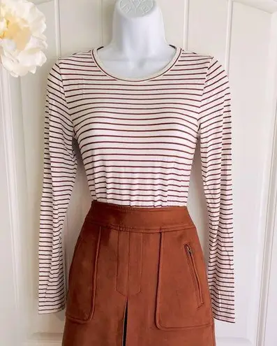 A loves A Rust Long Sleeve Striped Scoop Neck Full Back Bodysuit by NWOT Small