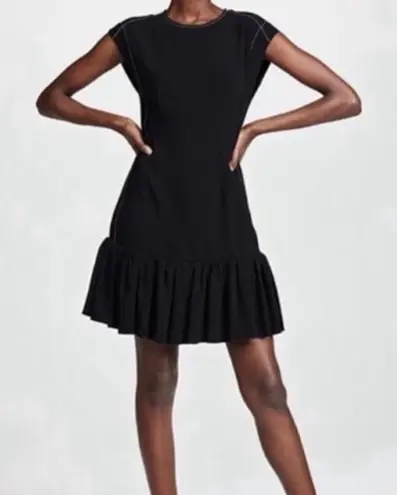 Derek Lam 10 Crosby Designer Black Drop Waist Ruffle Hem Shift Dress