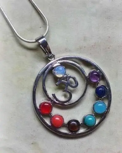 7 Chakra Stone Pendant Silver