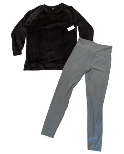 32 Degrees Heat Gray 2 Piece Pajama Set Tunic & High Waisted Leggings Medium