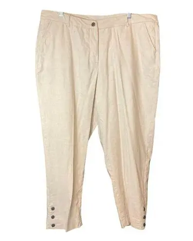 Cathy Daniels Linen Blend Beige Cream Capri High Rise Cropped Ankle Pants - Image 1