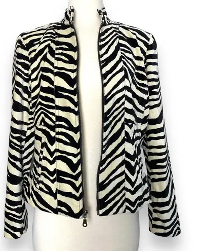 American Vintage Vintage Velvet High Neck Zebra Print Abstract Striped Structured Blazer Jacket M