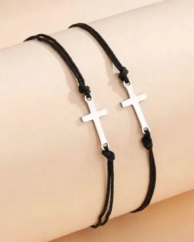 Handmade Make A Wish Cross Bracelet Set #281 Black