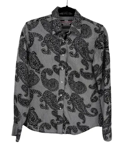 Vintage Brooks & Dunn Pearl Snap Shirt Womens Medium Black Velvet Paisley