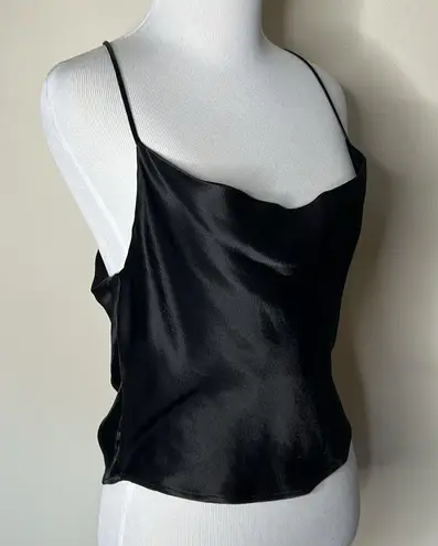 ZARA Black Satin Draped Cami Tank