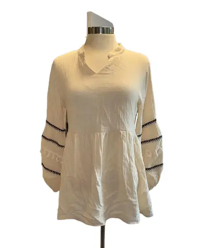 Andthewhy blouse peasant style long sleeve skirted 100% cotton size small NWT