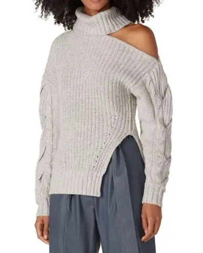 Jonathan Simkhai Aubrey Wool Blend Thick Knit Off the Shoulder Sweater Gray Size L - Image 8