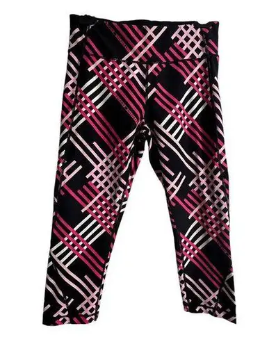 Tommy Hilfiger  Performance Leggings Womens M Pink Plaid Stretch Active Crop