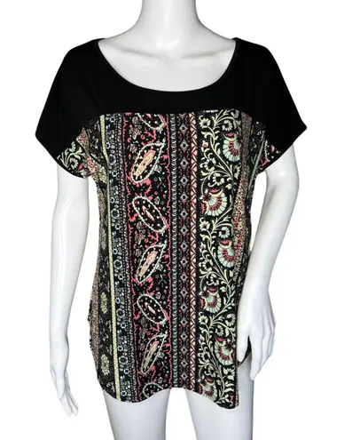Espresso Shirt Womens Medium Black Multi Paisley Print Casual Versatile Vintage