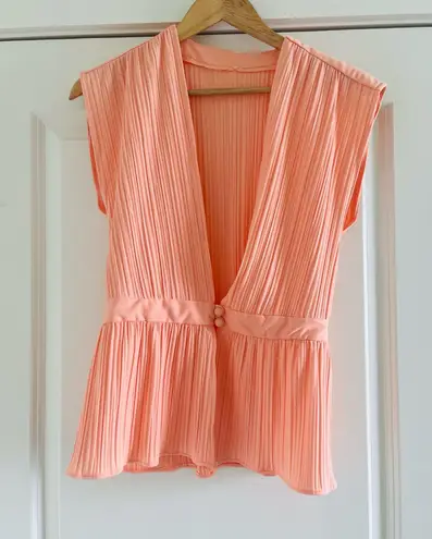 Peach Sleeveless Pleated Women's Top Orange Size ask for measurements