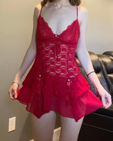 In Bloom red lace lingerie dress