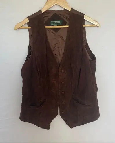 J. McLaughlin Vintage  Leather Brown Button Up Vest Size 10