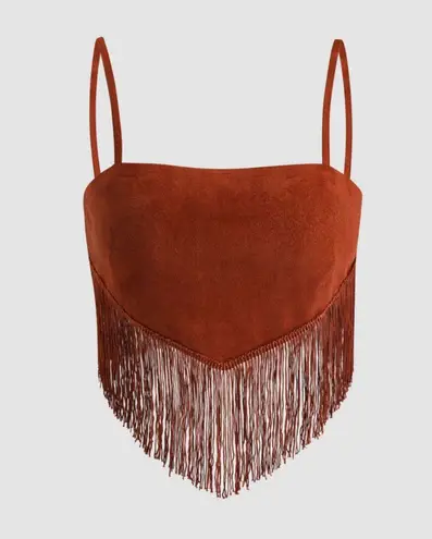 Cider western fringe crop top