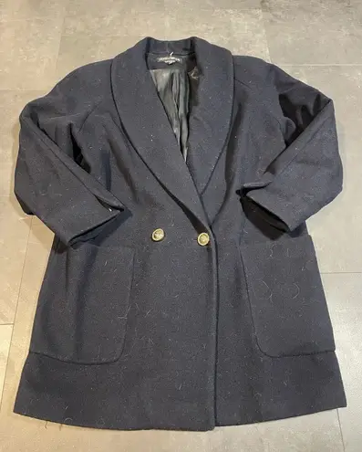 Donnybrook Women's Wool Blend Double Breasted Pea Coat Navy Blue Size 12
