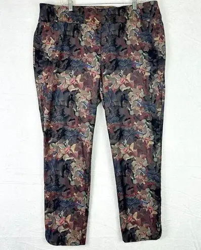 Soft Surroundings Dark Floral Ankle Length Pull On Pants Size 1X Artsy