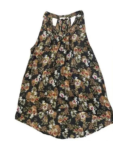 Ro & De  Floral Sleeveless Racerback Blouse with Pintuck Details