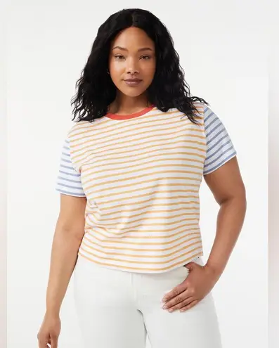 Free Assembly Women's Crop Box Tee with Short Sleeves Orange Size L