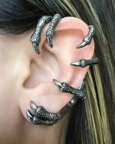 Gothic Dragon Claw Ear Cuff Wrap Earrings Punk Retro Jewelry Silver