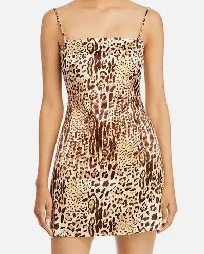 ANINE BING Valentine Stretch Silk Mini Dress in Cheetah Print