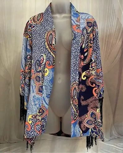 Fun & Flirt Navy and Coral Paisley Kimono