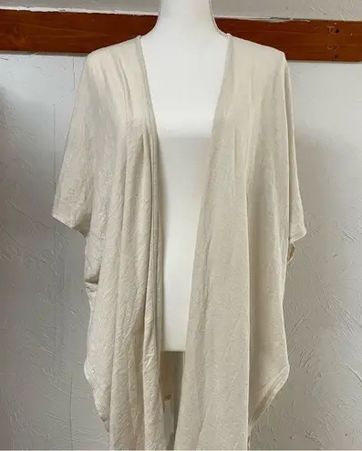 Blank Page White Draped Front Kimono Short Sleeve Cardigan Sweater Womens L Size L