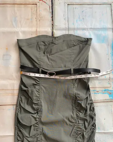 Miss Cocoa Stretch Women's Strapless Green Cargo Ruched Tube Dress Size Medium