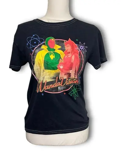 Marvel NWT Wandavision Disney+ Babydoll Tee Black T-Shirt Top Short Sleeve New