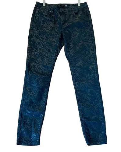 Karen Millen printed metallic black skinny jeans size 6