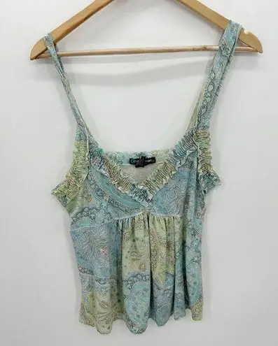 Coolwear USA Tank Top Women Size XL Blue Green Paisley Babydoll Bratz Y2K 90s