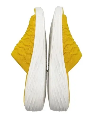 Ryka Nanette Stretch Knit Slide Demi-Wedge Slip-On Sandal Yellow White Size 9.5