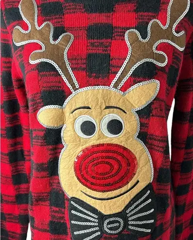 Holiday Time  Ugly Christmas‎ Sweater Women's Red Size 4-6 Rudolph Reindeer