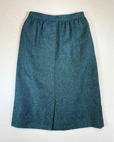 Vintage HOWARD WOLF Womens Size 8 Tweed Pencil Skirt Blue Green Knee Length