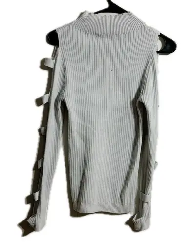 Roma Gray Cowl Neck Sweater with Strappy Sleeves Size undefined