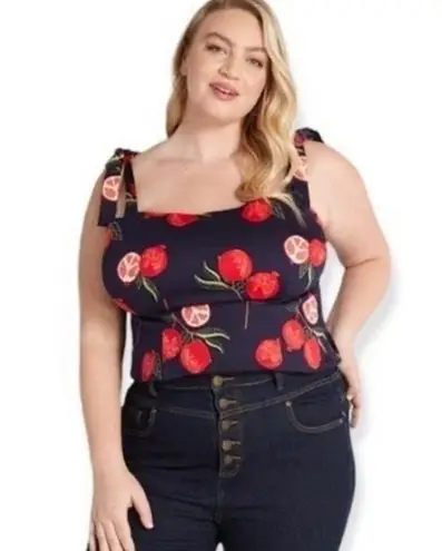 Modcloth NWT  x Collectif Peace, Love, and Pomegranates Navy Blue Tank Top size 6