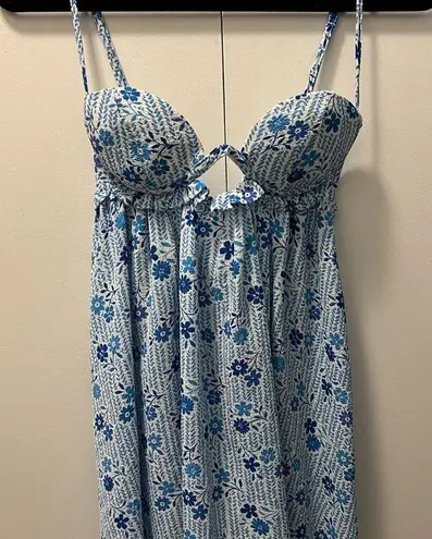 Boutique Strappy Floral Blue and White Babydoll Sundress