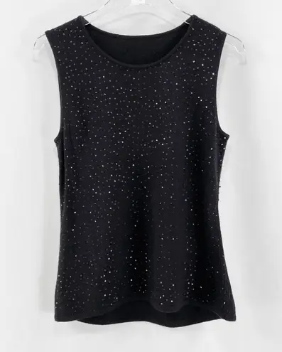 Black Vintage 90s Sequin Sleeveless Knit Tank Blouse
