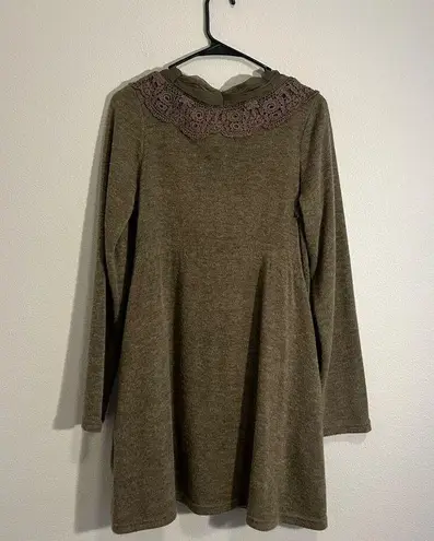 Anthropologie  A’ Reve Angora Buttons & Bow Tunic Sweater Green - Size Medium