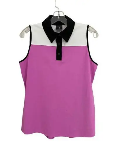 BELYN KEY White Iris Black Colorblock Sleeveless Golf Shirt
